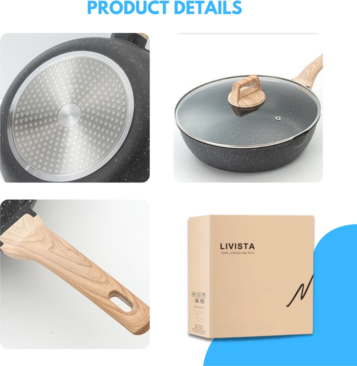 Livista Pannenset 14-delig – Wokpan, Koekenpan, Soeppan & Steelpan – Inclusief Keukengerei – – Makkelijk Schoon te Maken – Geschikt voor Inductie – Zwart – foto 4