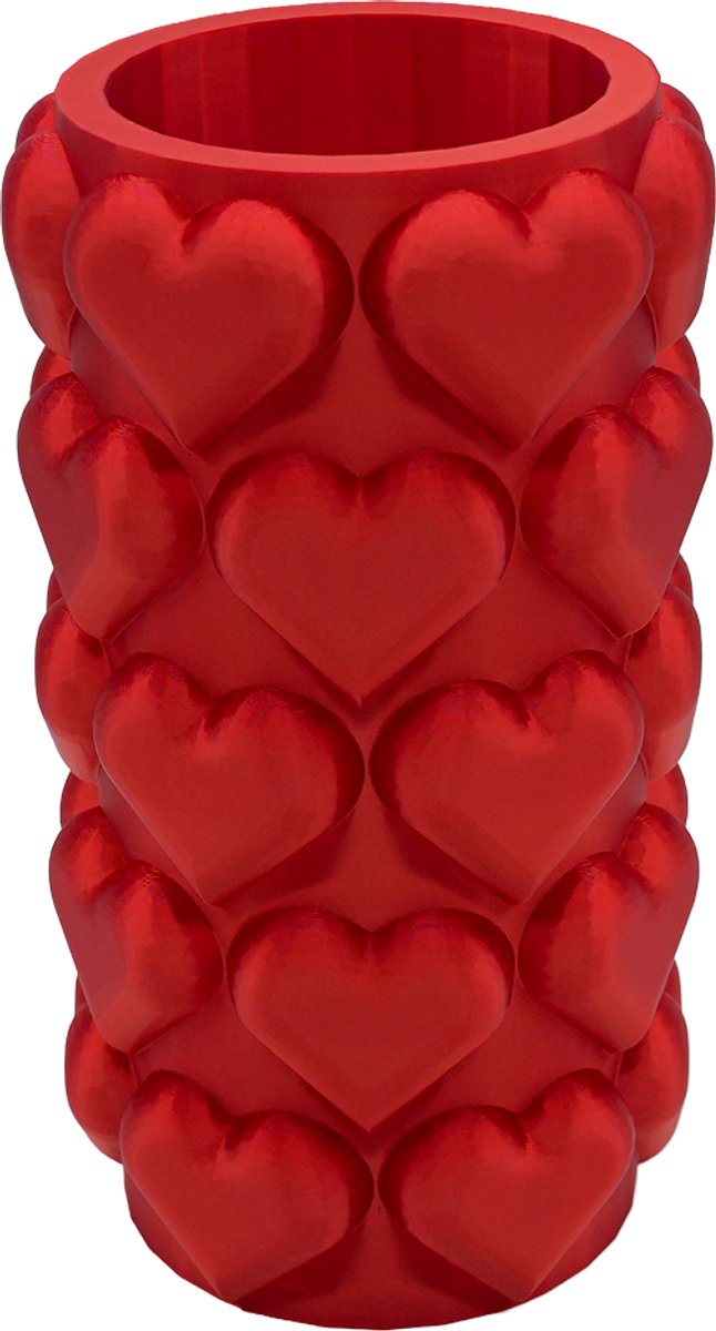 Lovora Luvé moderne vaas – Decoratieve vaas - Zijde Rood - 3d geprinte vaas – geschikt voor droogbloemen - 20CM