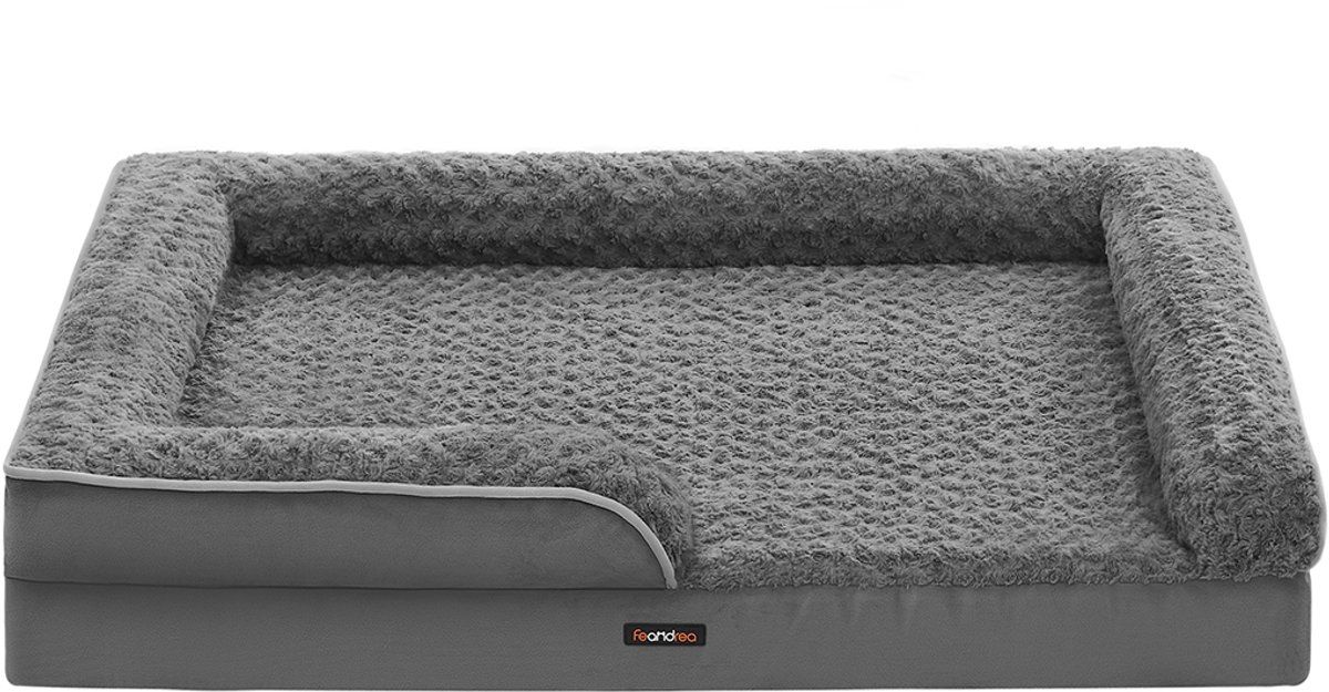 Orthopedisch hondenbed – Traagschuim – Leigrijs – Afneembare, wasbare hoes, waterdichte voering