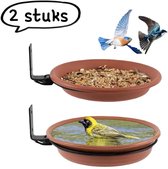2-delige vogelvoederbak - Hangend voor buiten - Vogelbadje - Tuinservies - Kolibrie-afstotend - Twee vogelbadjes (17 cm + 20 cm) - Diverse kleuren