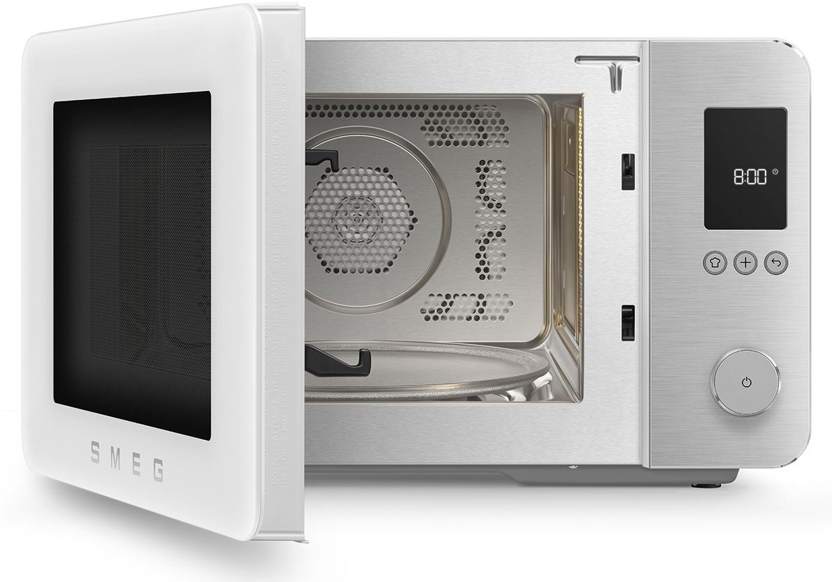 SMEG MOC02WHMEU Combi-Magnetron - Air Fry - Heteluchtoven & Grill - 27L - 2100W - Inverter Technologie - 25 Automatische Programma's - Soft Close - Collezione - Mat Wit thumbnail 4