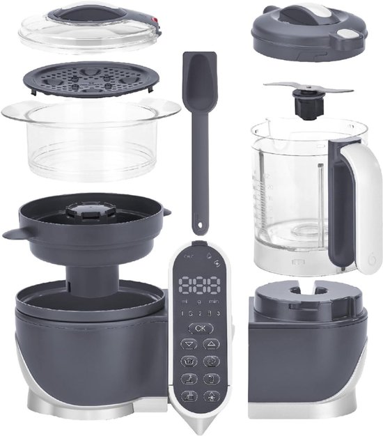 Aura® Stoomkoker baby - Stomer en Blender - 6-in-1 Multifunctionele Baby Cooker - Multifunctionele Robot Cooker - Grijs - 40cm x 25cm x 32cm van Aura — afbeelding 3