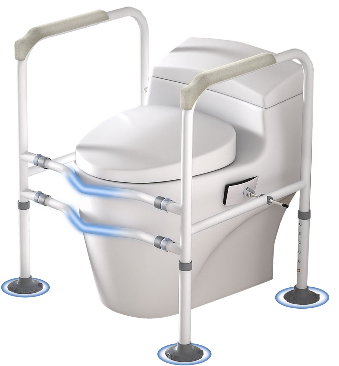 Veiligheidsframe voor toiletten, in hoogte verstelbaar, wc-opstahulp met armleuningen en antislip bevestigingsklem, in breedte verstelbaar, steunhulp, belastbaar tot 200 kg, voor senioren en NAIZY