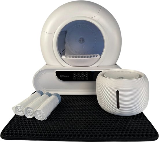 Viervoeter Fresh 2 Modern - Automatische Zelfreinigende Kattenbak – Bedienen via App – 65L - incl drinkfontein, matje en 3 rollen opvangzakjes