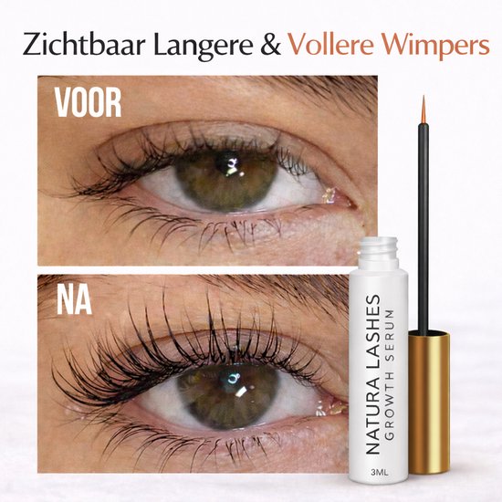 NATURA LASHES – Lash serum – Wimperserum – Lash growth serum – Natuurlijke wimpergroei – Lash lift – Langere & dikkere wimpers – Vegan wimperserum – Zonder prostaglandinen – Natuurlijk lash serum – Snelle resultaten