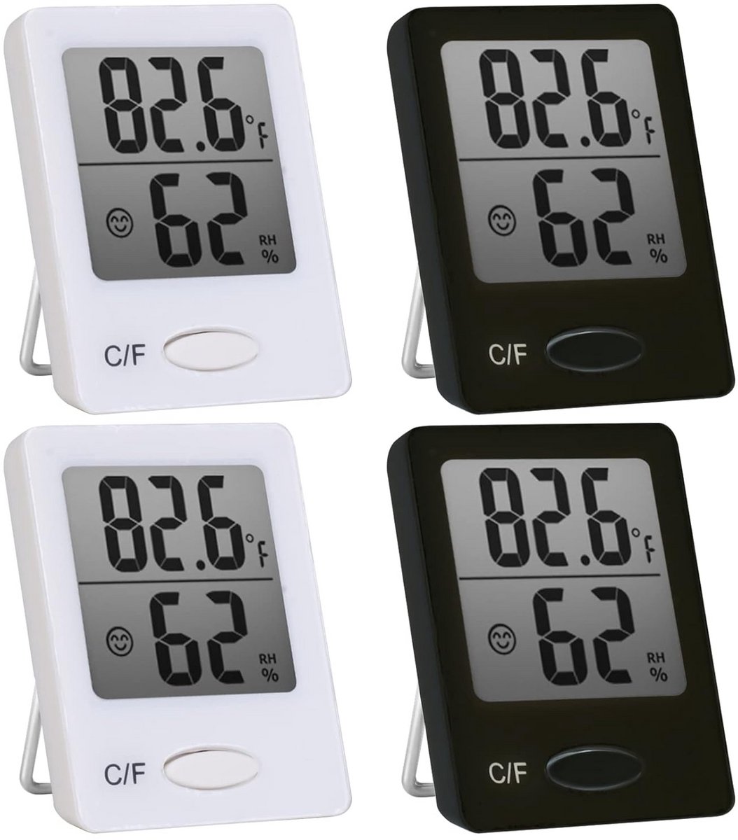 4-delige Digitale Binnen Hygrometer en Thermometer met Smiley Indicator