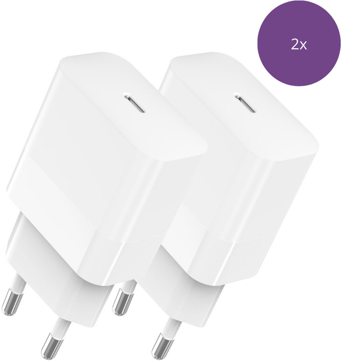 Viewr USB C Adapter 2x - Oplader - Snellader - USB C Oplader - Adapter USB C - USB C Lader - 20W - Universeel - 2 Stuks