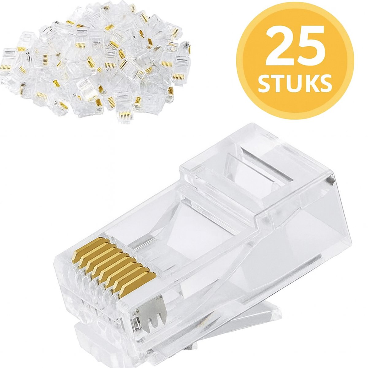 ZELFIX® RJ45 Cat6a Connector - Ethernet Kabel Plug voor Cat6a / Cat6 / Cat5e - Krimpconnector - 8p8c - P1 Splitter - 25 Stuks