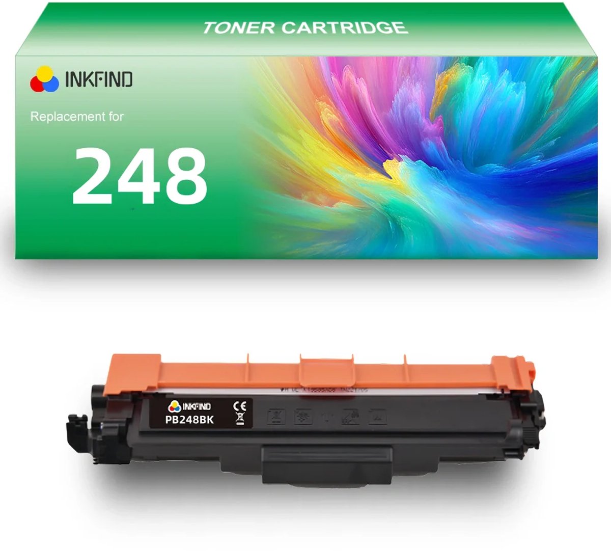 INKFIND TN248 Zwart tonercartridge compatibel met Brother TN248 TN-248 Zwart toner cartridge - 1-pack Zwart