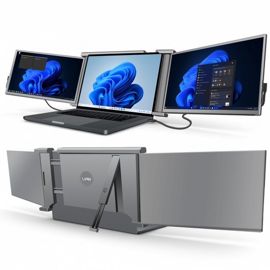15.6″ Triple Portable Monitor full HD IPS extra laptop scherm USB-C HDMI inklapbaar multitasken