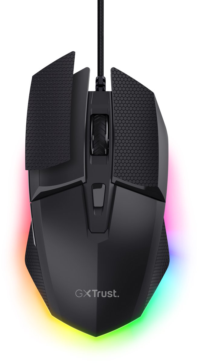 Trust GXT 121 Felox+ - Gaming Muis - Bedrade Gaming Muis - Met RGB Verlichting - Incl. Griptape - Zwart