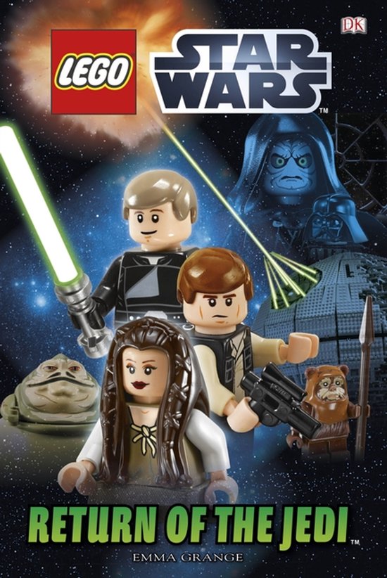 LEGO Star Wars "Return of the Jedi" boekcover met Luke, Han, Leia, Jabba, Ewok en Palpatine.
