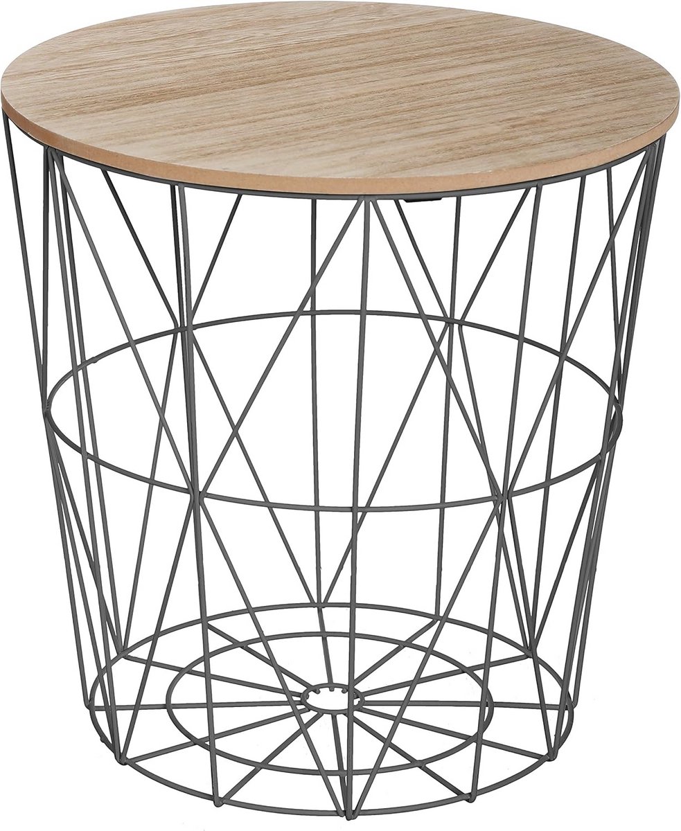 Ronde Salontafel Design Zwart Metaal en MDF - Decoratief voor Woonkamer