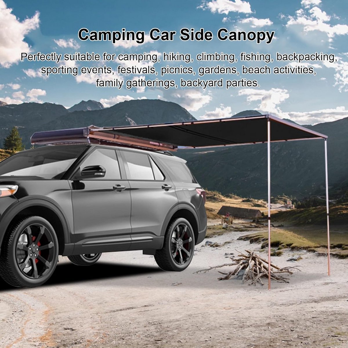Uitschuifbare Campingtent Luifel voor Auto en Camper - Waterdicht Zonnescherm