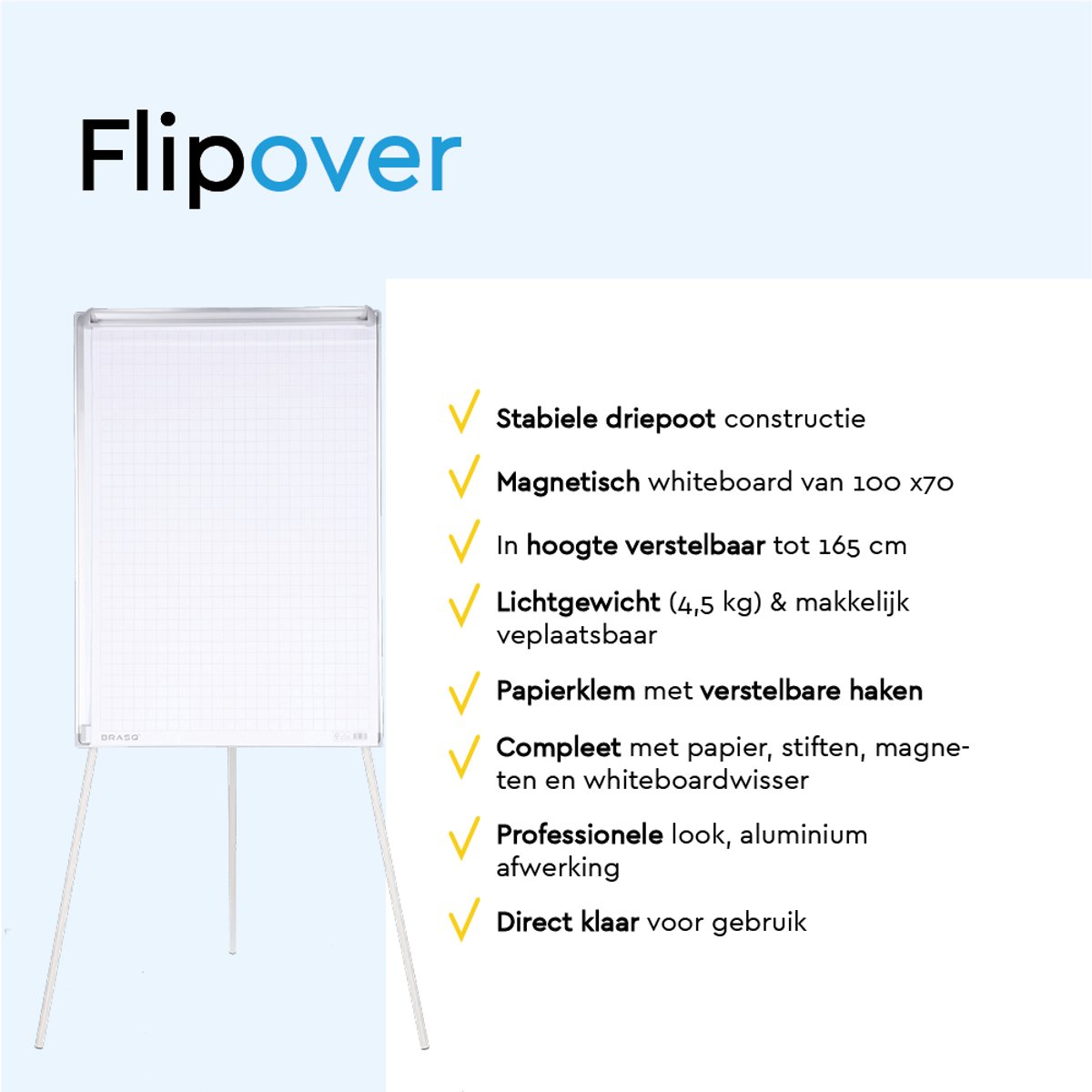 BRASQ Flipover - Verstelbaar Whiteboard - 70x100cm thumbnail 4
