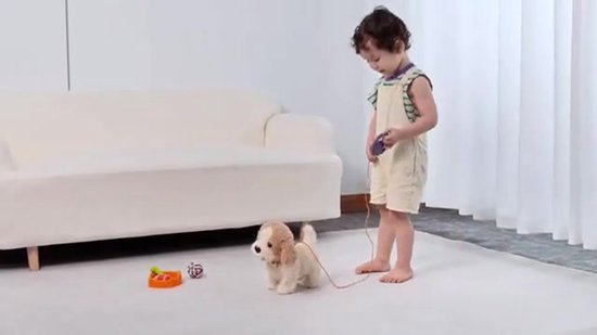 Sogiol® Interactieve Pluche Hond met Riem - Loopt, Blaft & Kwispelt - Elektronisch Huisdier & Accessoires - Puppy Cadeau Kinderen 3+ Jaar
