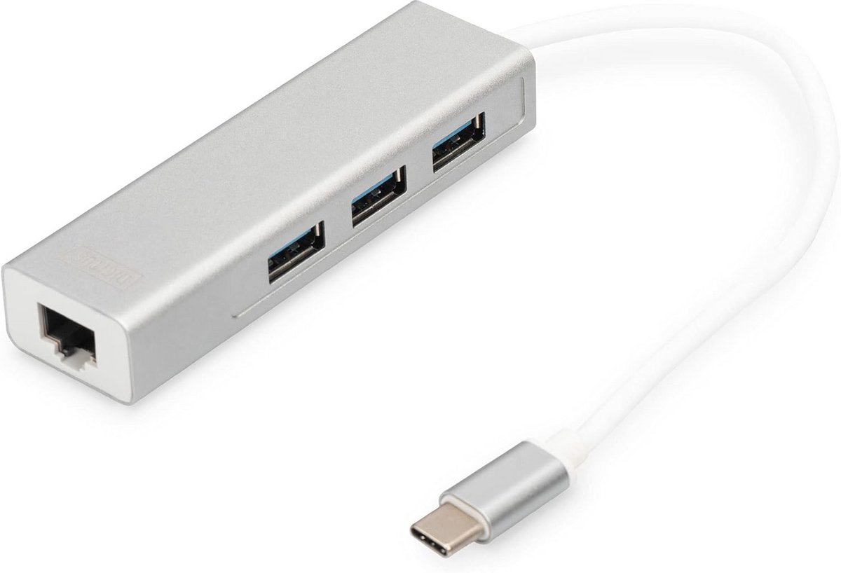 USB-C Hub met 3 poorten en Gigabit LAN Adapter