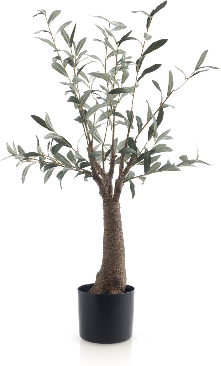 Meisterhome Kunst Olijfboom 85 cm – Mediterrane Kunstplant – Realistische Kunstboom met Olijven – Onderhoudsvrij voor Woonkamer & Kantoor