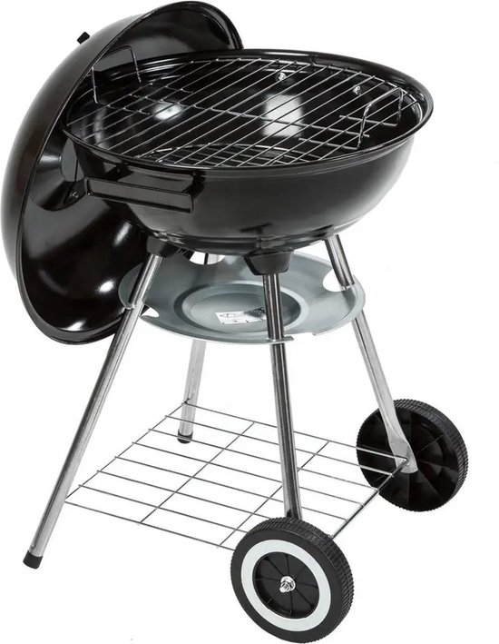 Kogel Barbecue - Houtskool Barbecue - BBQ - Barbecue op Wielen - Kookgerei - Grilrooster - Grillen - Egg BBQ - met Geïsoleerde Handvaten, Ontluchtingssysteem, As Opvangbak, Deksel en Opbergrooster - voor Vlees, Vis en Groente - Metaal - Zwart van Merkloos — afbeelding 3