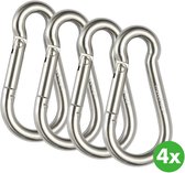 Mousqueton de Voyage Travelhawk - Mousqueton avec Clip à Ressort - Porte-clés Mousqueton - 4 Pièces - Aluminium - Argent