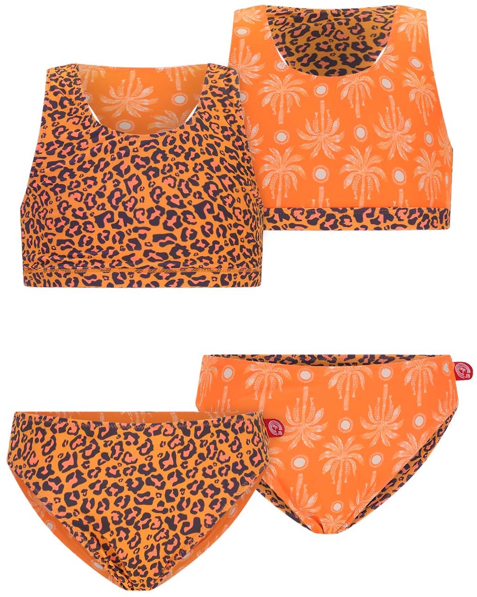 Just Beach - Inside out Just Beach girls bikini - Palm tree ao - Maat 110-116