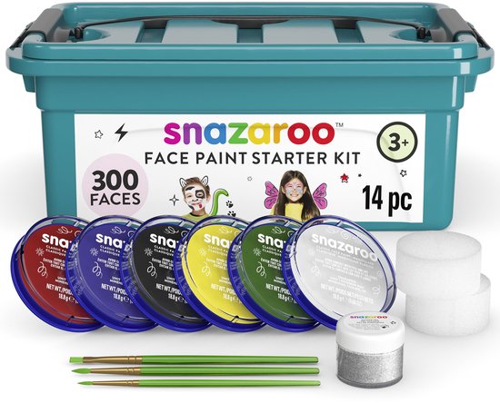 Snazaroo 1194010 Mini Starter Kit Aqua Schminke – Kinder & Volwassenen Schminke – Hypoallergeen – Halloween & Fasching – 14-delig