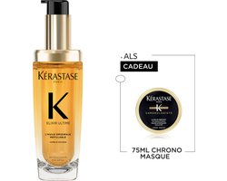 Kérastase Elixir Ultime L'Huile Originale Navulbare Haarolie + Cadeau - Voor Intense Voeding, Glans, Anti-frizz & Hittebescherming - Elixir Ultime Olie 75ml + Chronologiste Haarmasker 75ml Cadeau