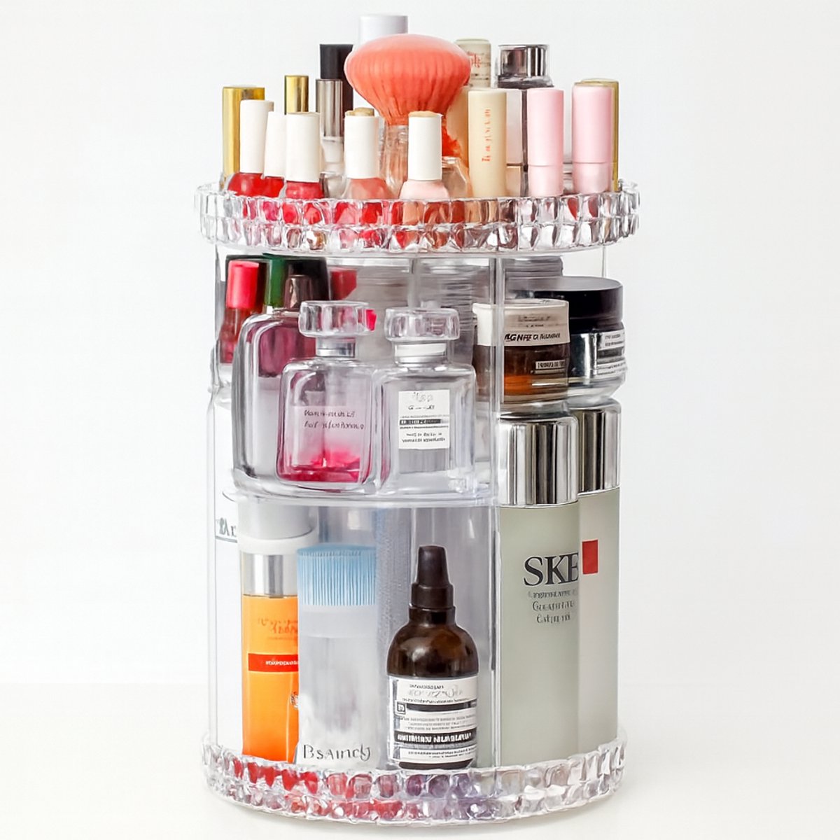 Transparante 360° Draaibare Organizer – Dé Perfecte Oplossing voor Make-up en Skincare