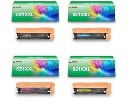 INKFIND TN821XXL tonercartridge multipack van 4 stuks (Zwart+Cyaan+Magenta+Geel) compatibel met Brother TN821XXLBK TN821XXLC TN821XXLM TN821XXLY…