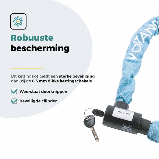 Voltano ART2 Kettingslot - Ice Blauw - 120 CM - ART 2 Slot Goedgekeurd Voor De Fietsverzekering van Voltano — afbeelding 4