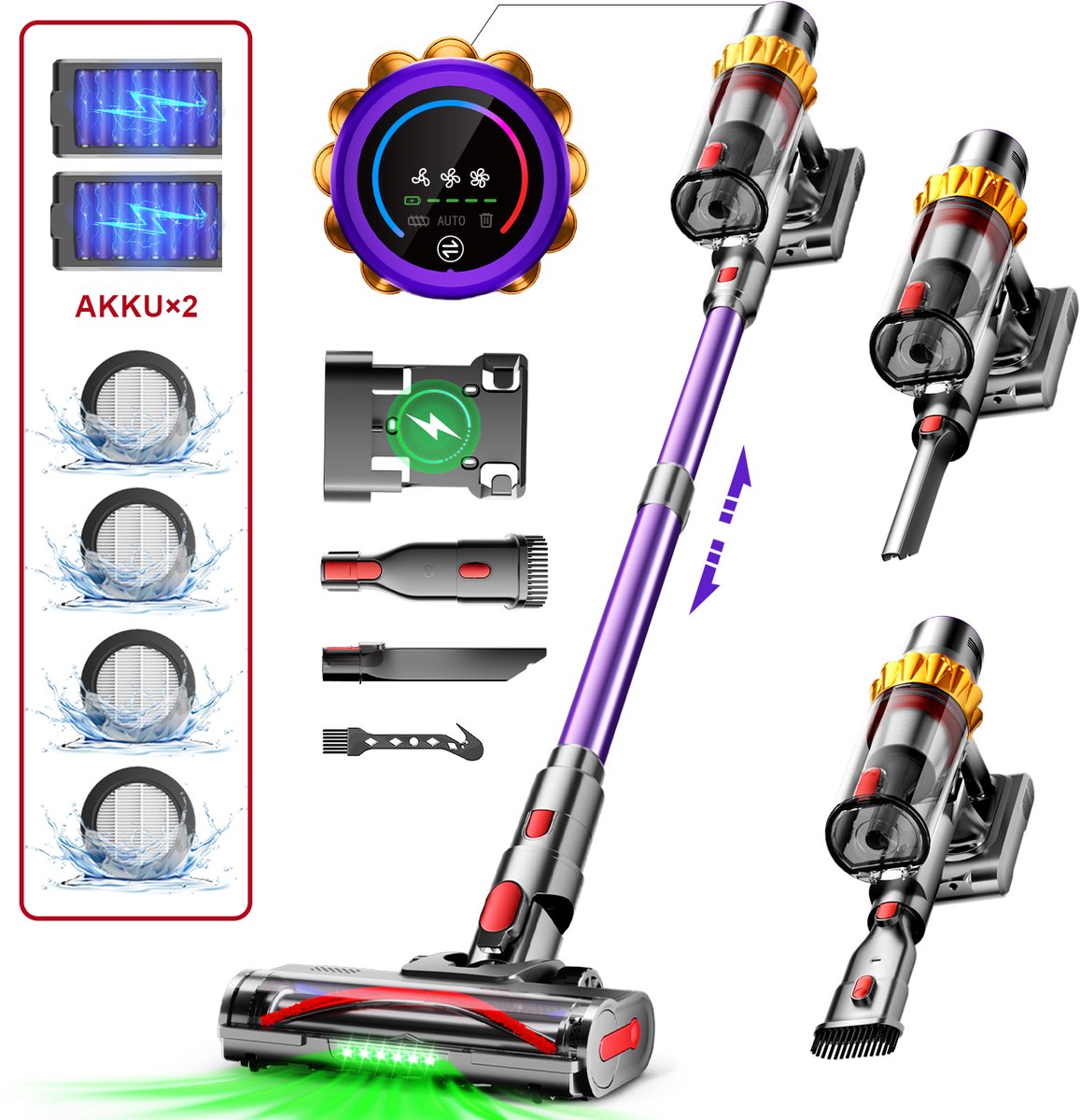 Hiaonyx Steelstofzuiger - Steelstofzuiger Draadloos -75000pa
