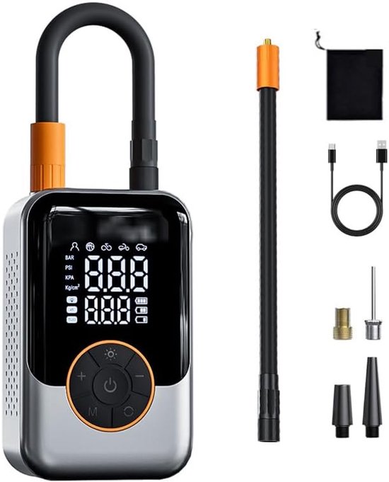 Draagbare elektrische bandenpomp - Slimme fietspomp met digitale manometer — afbeelding 3
