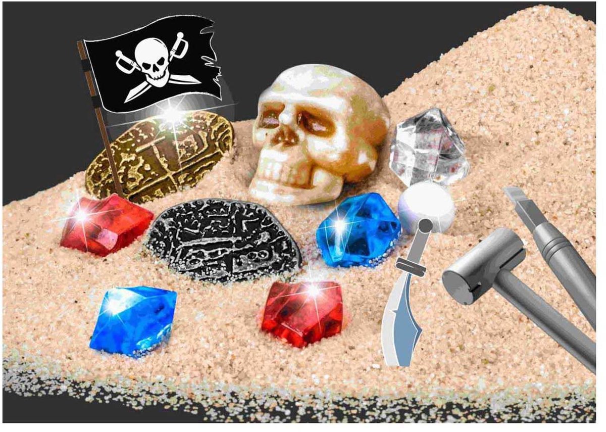 KOSMOS Dig Out Pirate Treasure - Opgravingsset - Graaf een Piratenschat Op - Inclusief Munten, Edelstenen, Parels en Schedelhanger - Maak Je Eigen Sleutelhanger - STEM Speelgoed - Vanaf 7 Jaar — afbeelding 7