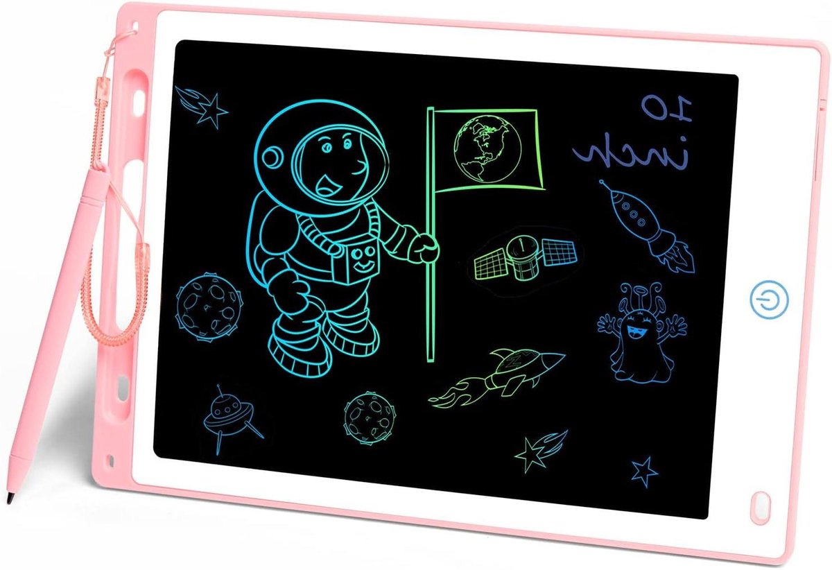 10 Inch Elektronische Tekentafel Grafische Tablet met Wisknop - Heldere Kleuren - Voor Kinderen - Meisjes en Jongens