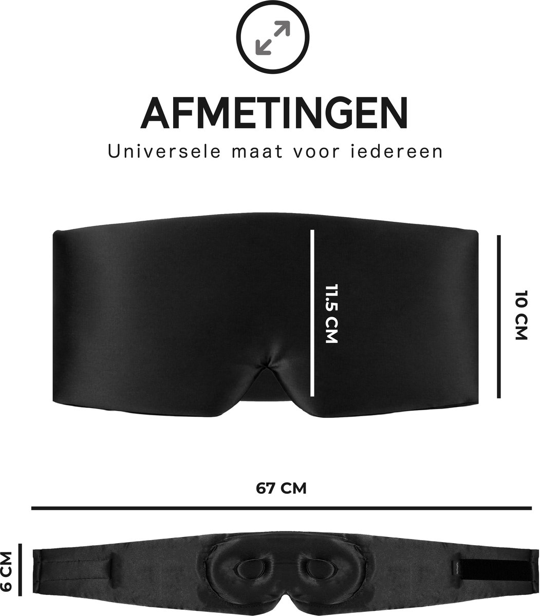 MySleepFit Luxe Slaapmasker van 100% Moerbei Zijde – 3D Ontwerp – Volledige Verduistering – Inclusief Geschenkdoos – Zwart — afbeelding 7