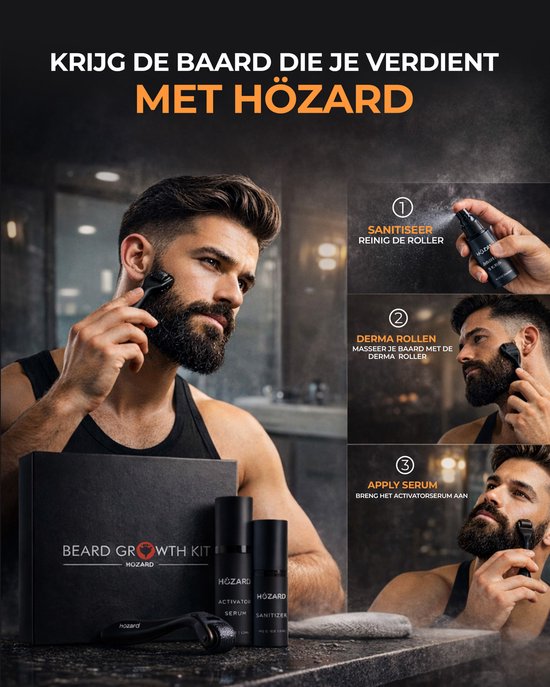 Baardgroei Kit met Dermaroller - Derma roller - Cadeau voor mannen - Baardgroei stimuleren - Baard serum - Verzorg set - Beard Growth Kit