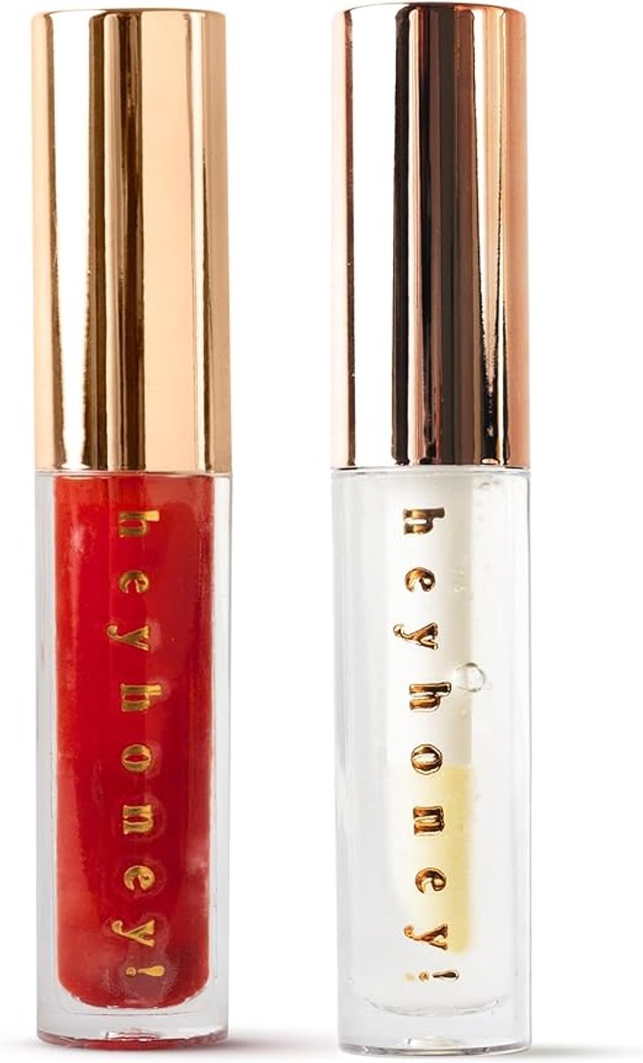 HG AESTHETICS Shiny Red Lips Duo – HeyHoney Honing Lip Plumping & Voedend Serum 10 ml + Getinte Watermeloen Lip Oil met Hyaluronzuur, Plantaardige Oliën & SPF 10 ml - cadeautje vrouw