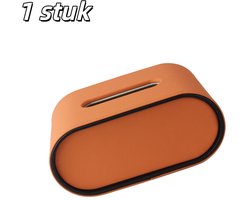 1 stuk - Tissuebox - Tissue houders - Ovaal - Leerachtig materiaal - Krasbestendige tissueboxhoes - Geschikt voor auto's, woonkamers, slaapkamers, badkamers en kantoren - 22*13*9.5 cm - Oranje