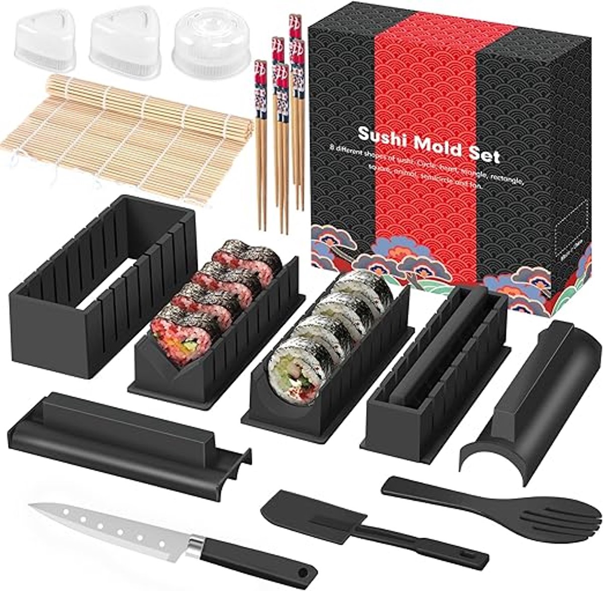 Sushi Makerset, 20 artikelenset - Zwart