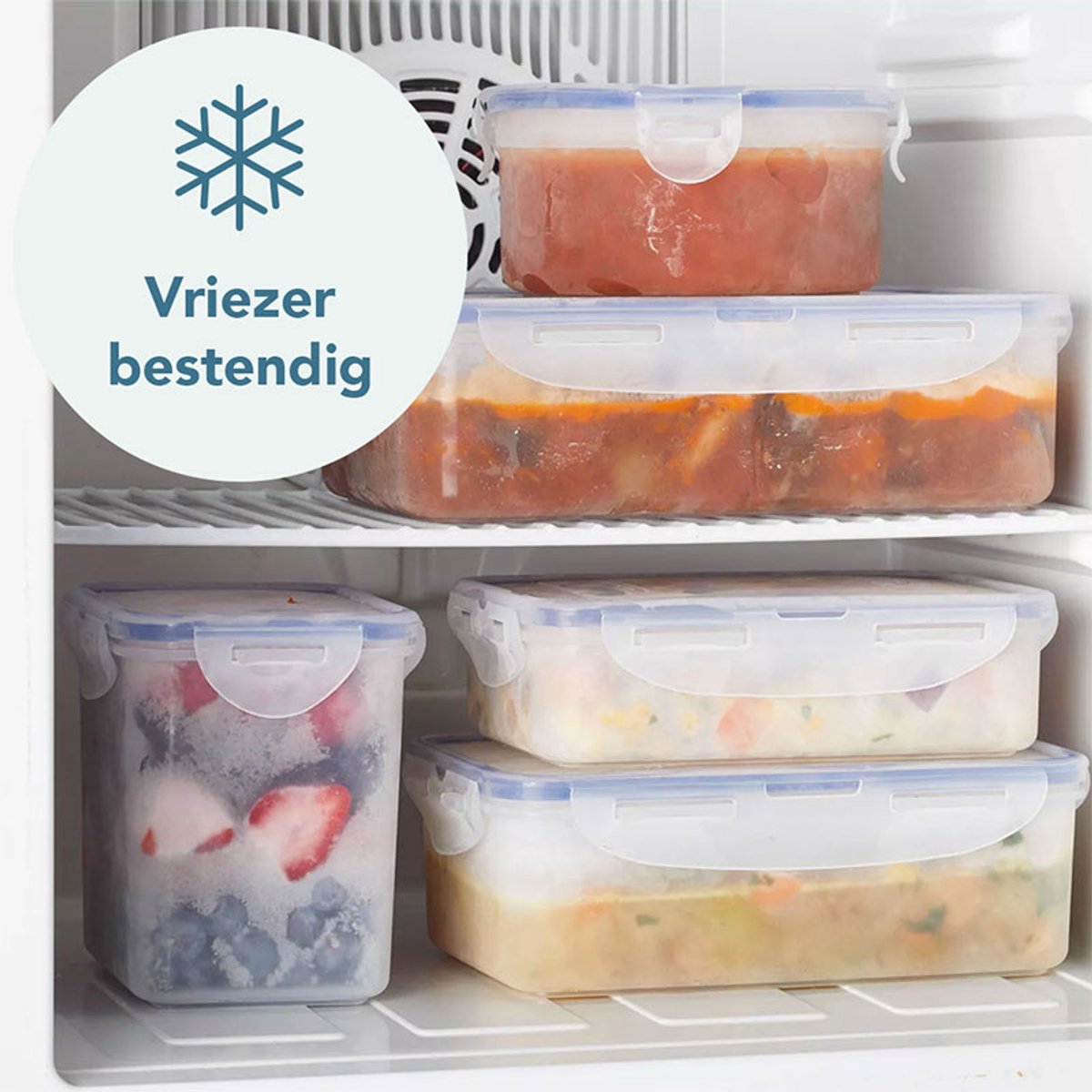 Lock&Lock Diepvriesbakjes - Meal prep bakjes - Vershoudbakjes - 360 ml - Set 4 stuks - 100% Lekvrij - BPA vrij - PFAS vrij - Magnetron bakjes met deksel - Diepvriesdozen - Bewaarbakjes - Vershouddoos - Transparant — afbeelding 5