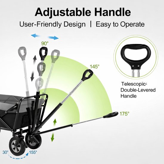 Bolderkar opvouwbaar - Bolderwagen - Bolderkarren - Strandtrolley - 100L - Inklapbare Handkar - 80kg Draagvermogen van Merkloos — afbeelding 5
