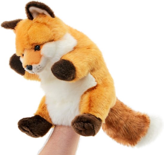 Pluche Handpop - Knuffel Dier - Verhalen Vertellen - Wasbaar 30°C - 28 cm Hoog - Rood Vos — afbeelding 4