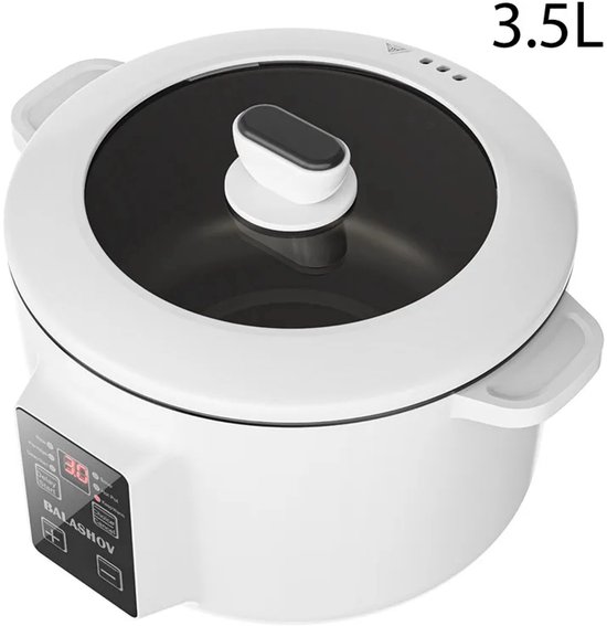 CYRO - Hotpot Electrisch - Hotpot - Hotpot Pan - Hotpot Kookpot - 3,5L - Multifunctioneel - Snel Opwarmen - Kookgerei - Wit