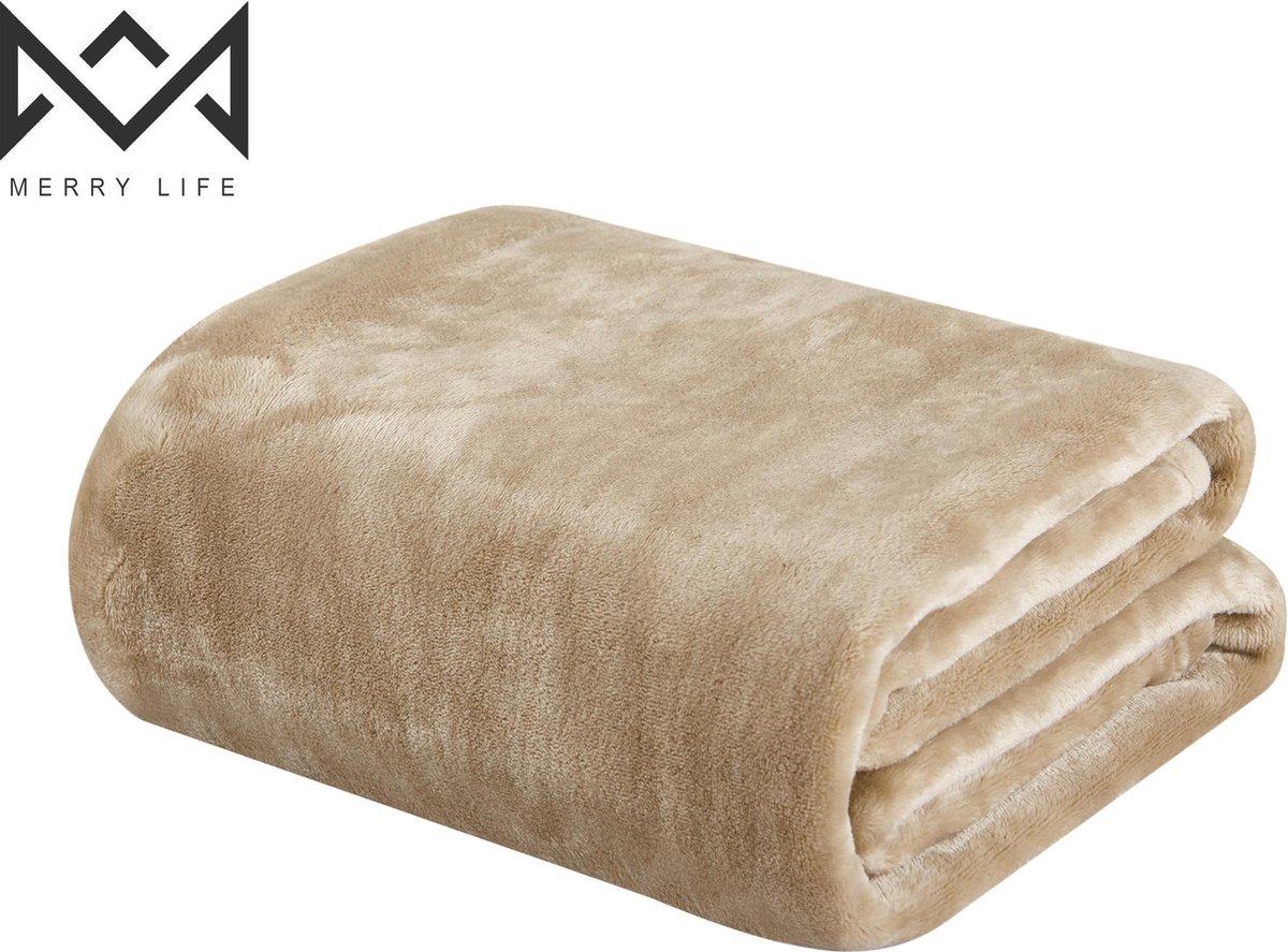 MerryLife - Warm & Zacht - fleece deken - 152x230cm - Beige | bol.com