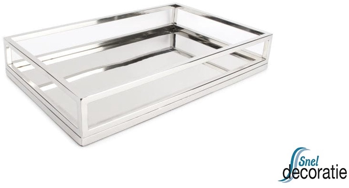 Spiegel dienblad met luxe uitstraling . Lengte 24.5 cm Hoogte 7 cm Breedte 39.5 cm