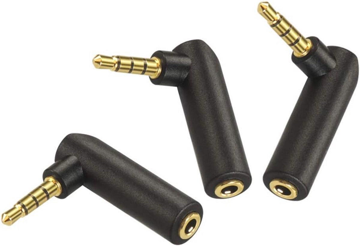 3.5mm 4-Pin Audio Jack Adapter 90 Graden Hoek voor Koptelefoon en Microfoon