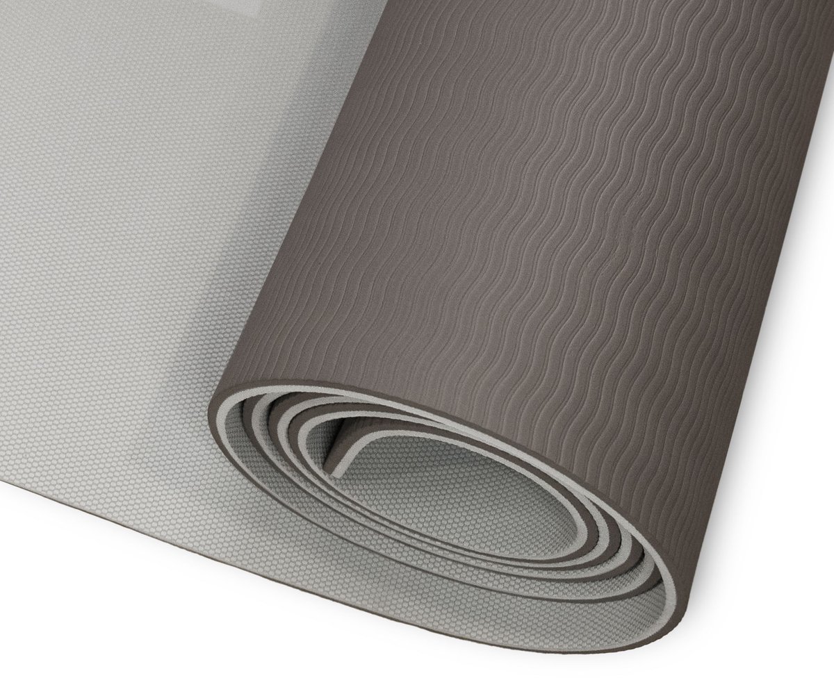 BAHE - Reversible mat - Yogamat met 2 zijdes - 183x61x0.6cm - Pebble Grey - Yoga mat - Yin yoga - Hatha Yoga