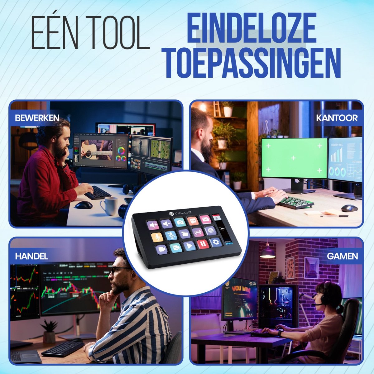 Uniluxe Stream Dock - 15 LCD-toetsen programmeerbare macro keyboard thumbnail 6