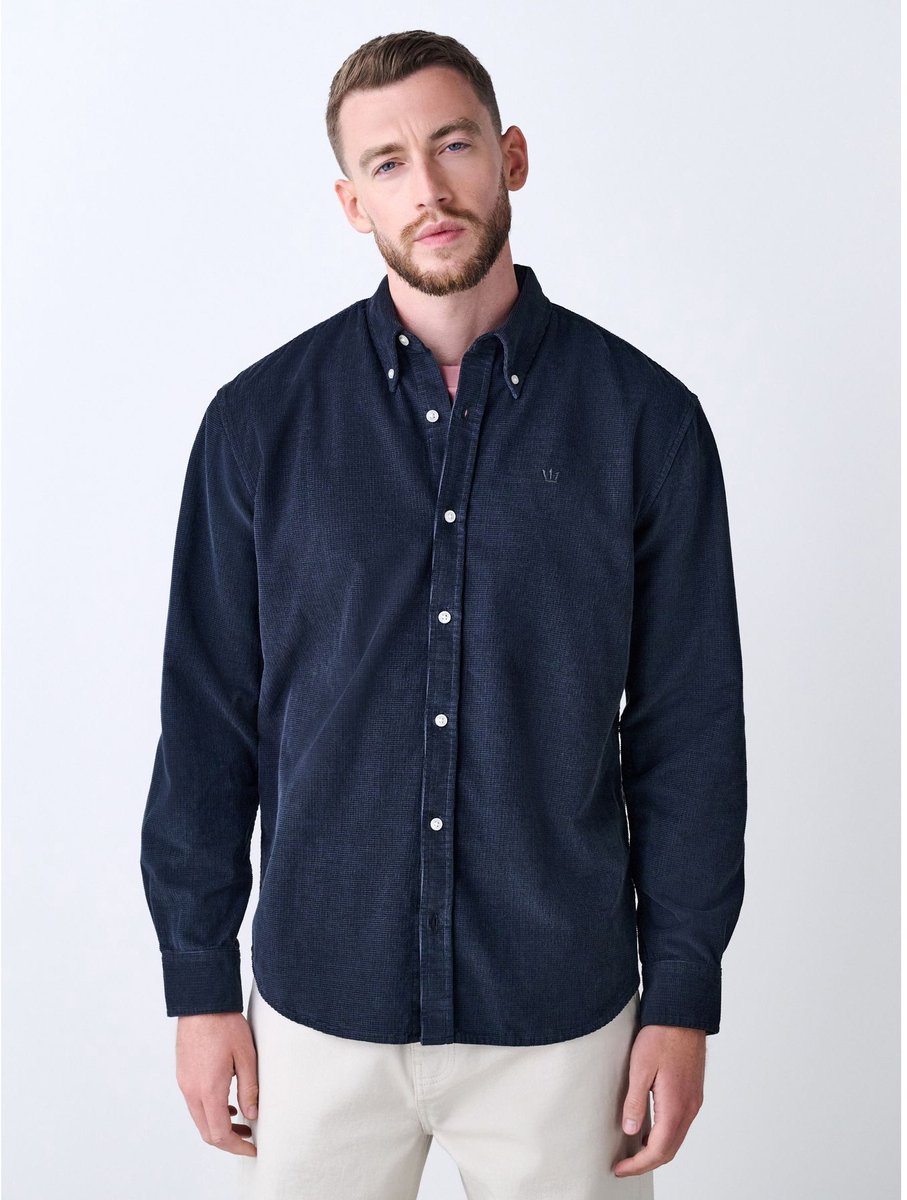 Next - Heren - Corduroy overhemd met lange mouwen - Grijs
