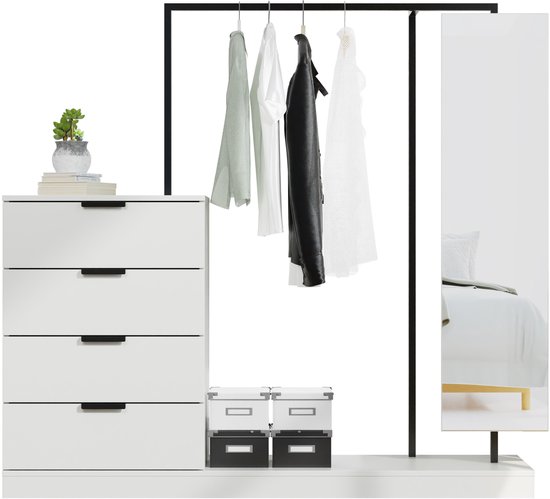 Kledingrek - ladekast met spiegel - kledingkast - opbergkast kleding - hangkast kleding